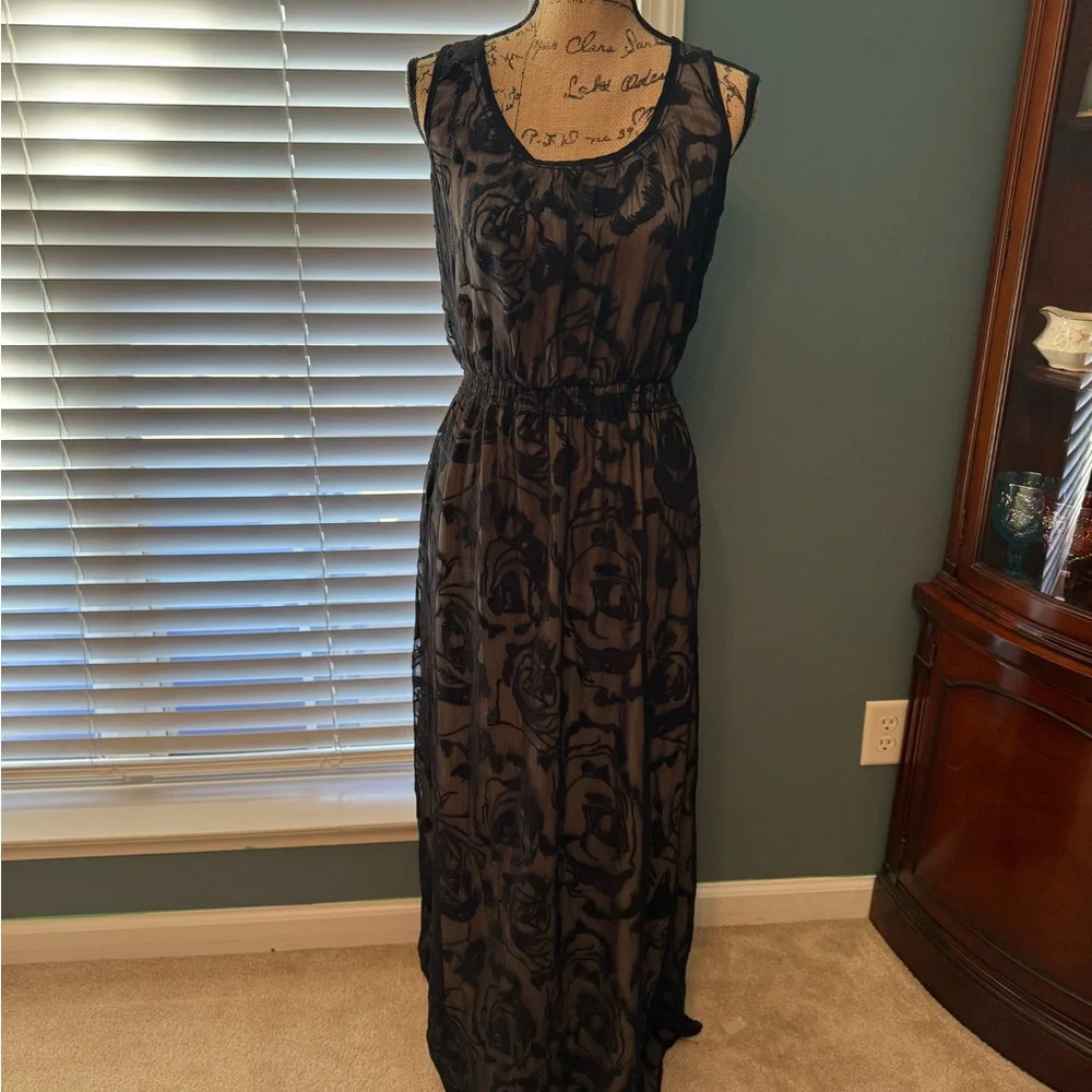 Chelsea & Violet Sheer Black Floral Maxi Dress - Picture 1 of 7